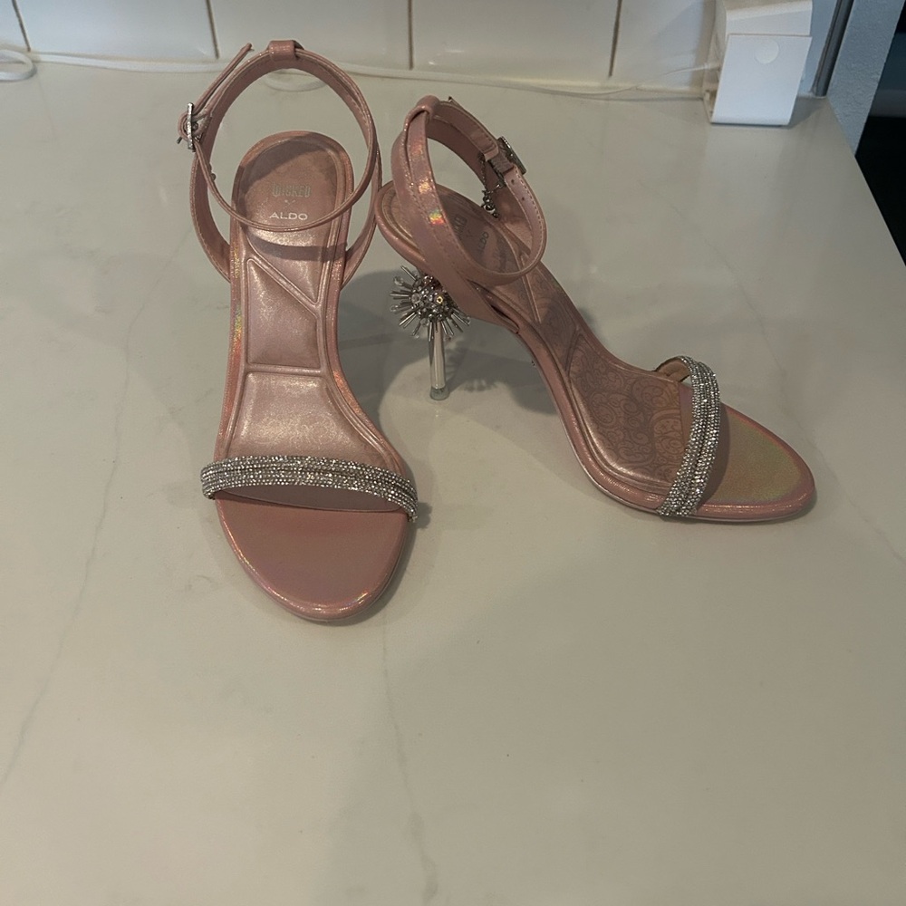 Aldo Blush Heels with Sparkling Strap